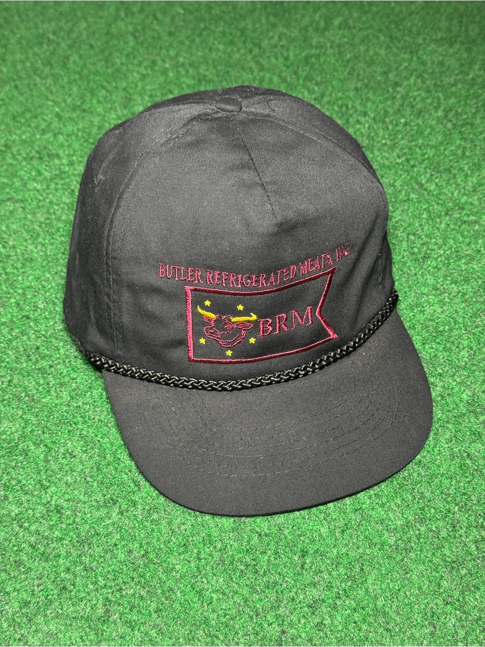 Refridgerated Meats Vintage Hat 90s KC Leather Strap Back Baseball Cap Hat